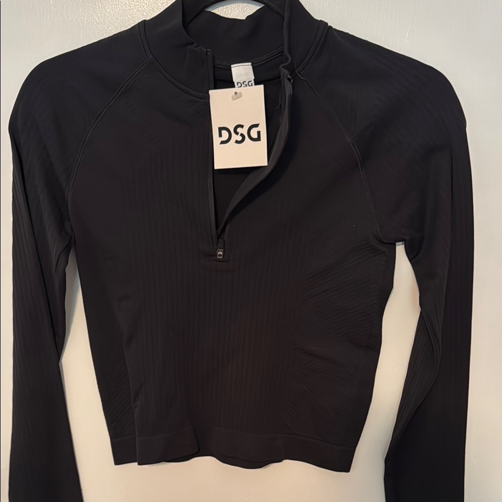 DSG Black Fitted Long Sleeve Mandarin Collar Top